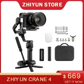 Zhiyun CRANE 4 3-Осевой ручной карданный стабилизатор камеры DSLR Видеокамеры Видеокамеры для Nikon Canon