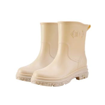 Новые женские модные короткие непромокаемые сапоги до середины икры, водонепроницаемые женские дождевики из ПВХ, нескользящая уличная водонепроницаемая обувь, резиновые сапоги
