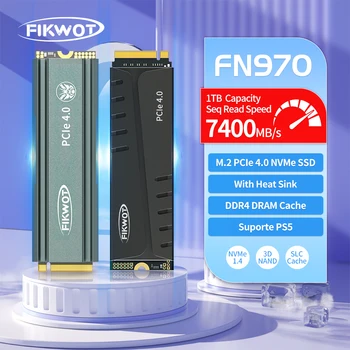 Твердотельный накопитель Fikwot FN960/FN970 M.2 SSD 512 ГБ, 1 ТБ, 2 ТБ, скорость до 7400 МБ/с. PCIe 4.0x4 NVMe с внутренним радиатором для настольных ПК PS5