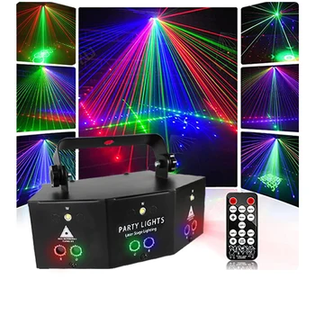 Светодиодный Дискотечный Лазерный Луч DJ Sound Party Lights Лампа Проектора DMX512 Mini 9 Eyes RGBW Эффект Сценического Освещения для Украшения Клубного Бара