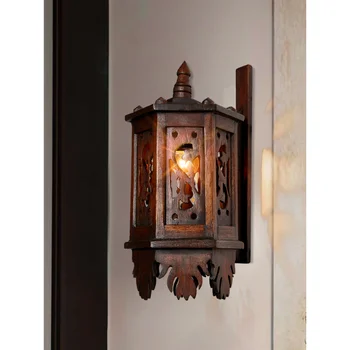 Тайский Юго-Восточный Азиатский деревянный ретро-резной настенный светильник, ностальгический подвесной светильник в тайском стиле, декоративная лампа для гостиной, коридора
