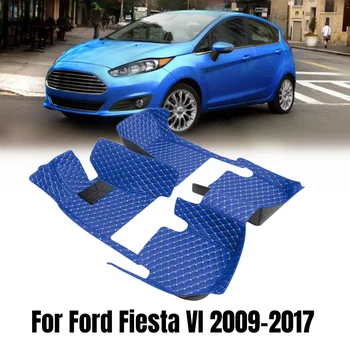 Индивидуальный Автомобильный Коврик Для Ford Fiesta 2009-2017 LHD RHD Кожаный Нескользящий Водонепроницаемый Ковер Аксессуары Для интерьера Авто
