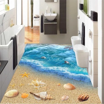 3D обои beibehang Dolphin Ocean на заказ для настенной росписи ванной комнаты-3d обои для пола, самоклеящиеся наклейки на пол, настенная живопись