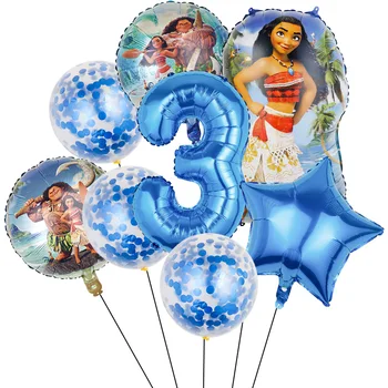 Disney Moana Воздушные шары из фольги, украшения для Вечеринки в честь Дня рождения девочек, 32 дюйма, синий номер, Детский душ, детские игрушки, подарок Принцессы для девочек