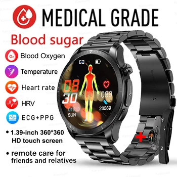 2023 Новые Умные Часы для измерения уровня сахара в крови 1,39 дюйма 360*360 HD с сенсорным Большим экраном ECG Smart Watch, Неинвазивный мониторинг уровня глюкозы в крови