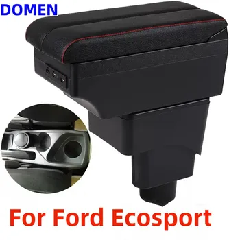 Для Ford Ecosport коробка для подлокотников, содержимое центрального магазина, С выдвижным отверстием для чашки, Большое пространство, Двухслойная USB-зарядка 2013-2017