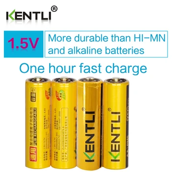 4 шт./лот KENTLI 1.5V AA 2400mWh Литий-ионные Литий-полимерные аккумуляторные батареи KENTLI
