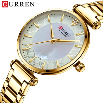 Relogio Feminino CURREN Часы для женщин Модные Золотые водонепроницаемые кварцевые часы из нержавеющей стали Деловые Женские часы