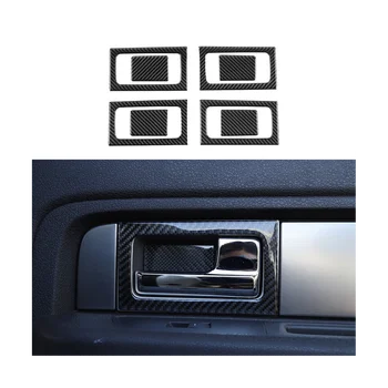 Наклейки для внутренней отделки дверной ручки автомобиля, декоративные наклейки для Ford F150 2009-2014, Аксессуары - Мягкое углеродное волокно
