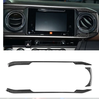 3ШТ Карбоновое волокно LHD Центральная консоль автомобиля Рамка навигационной панели Декоративная наклейка Накладка для Toyota Tacoma 2015-2022