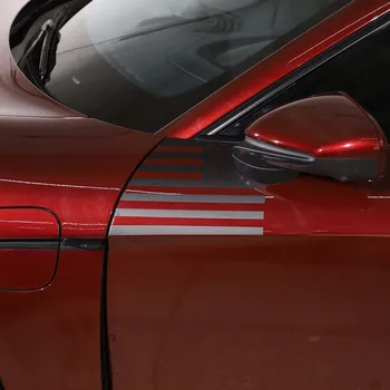 Для Porsche Taycan 2019-2022, ПВХ, черное Автомобильное Переднее крыло, пленка с цветочным рисунком, Боковые наклейки на дверь, Автомобильные Аксессуары