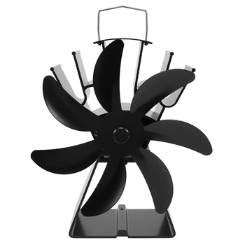 Вентилятор для печки с 7 лопастями, работающий от тепла, Черная Каминная горелка на дровах, экологически чистый Тихий вентилятор, эффективное распределение тепла по дому