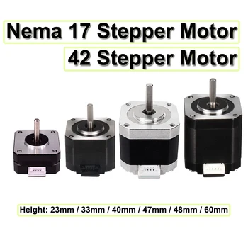 Nema 17 Шаговый двигатель 0,42Н.м 2 фазы Высотой 23/33/40/47/48/60 мм 42 Шаговый двигатель Для 3D принтера с ЧПУ Гравировально-Фрезерный станок
