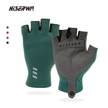 HISERWA Велосипедные Противоскользящие Перчатки с защитой от Пота на половину пальца, Мужские Женские Дышащие Противоударные Спортивные Перчатки, Уличные Велосипедные Перчатки Для Рыбалки