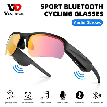 Умные очки WEST BIKING, Беспроводные солнцезащитные очки Bluetooth 5.3, Спортивные HD аудио, Антисиневые очки, Очки для велоспорта на открытом воздухе