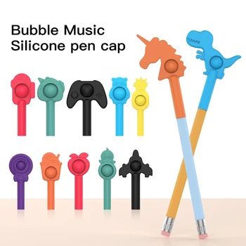 Милый простой колпачок для ручки, игрушки-непоседы с удлинителем для карандашей, силиконовый антистресс для детей с СДВГ, игрушки с пузырьками, подарок 2021