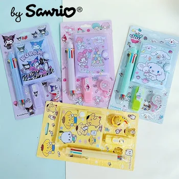 Sanrio My Melody Kuromi Cinnamoroll Восьмицветная ручка, маркер, Канцелярские принадлежности, Школьные принадлежности, Аниме Каваи, Милые Студенты, подарки для детей