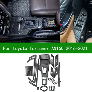 для Toyota fortuner AN160 2016-2021 крышка центральной консоли из углеродного волокна внутренняя ручка переключения стеклоподъемника 2018 2019