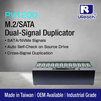 מכשיר לשכפול של 1-11 דיסקי NVMe SATA M.2 SSD, מהירות של עד 12GB לדקה - UREACH PV1200