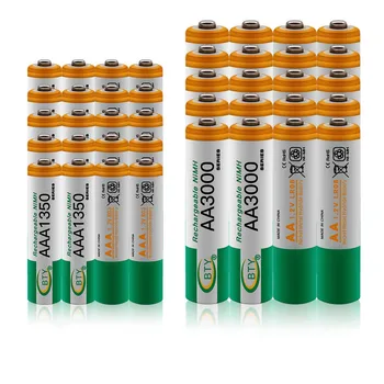 100% новый аккумулятор 1,2 В AA 3000 мАч NI-MH Akkus + AAA batterie 1350 мАч, перезаряжаемый аккумулятор NI-MH 1,2 В AAA batterie