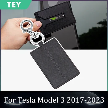 Tesla Model 3 Кожаный Держатель для карт, Защитная Крышка, Брелок Для Ключей Tesla Model 3 2017-2023, Держатель для карт, Чехол Для ключей, Сумка, Зажим для Цепочки