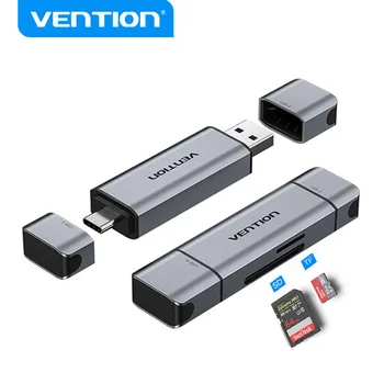 Кард-ридер Vention 2 в 1 USB 3.0 Type-C к Micro SD TF Кард-ридер для Ноутбука, Телефона, OTG Адаптера для карт памяти, Считывателя смарт-карт