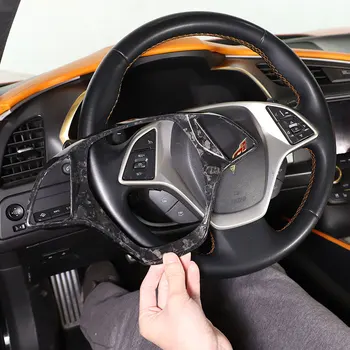 Для Chevrolet Corvette C7 2014-2019 Настоящее углеродное волокно, декор рулевого колеса автомобиля, накладка, наклейка, автомобильные аксессуары