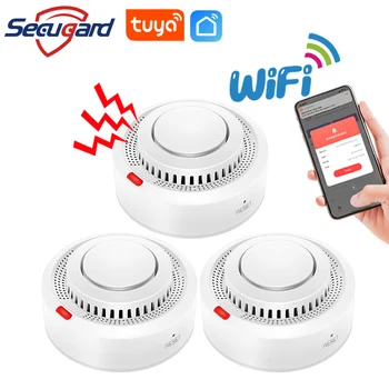 Tuya WiFi Детектор дыма Пожарный датчик Коптильня 80 дБ Звуковая сигнализация Система безопасности Умного дома Комбинация APP Message Push