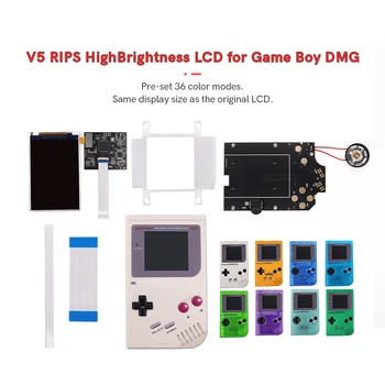 Экранное меню V5, полноразмерный комплект ЖК-экрана с подсветкой RIPS + динамик Для консоли GameBoy DMG GB