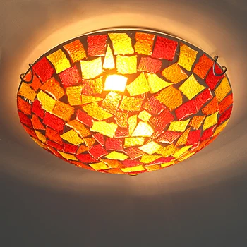 Мозаика в стиле Тиффани в деревенском стиле из цветного стекла Светодиодный потолочный светильник home deco романтическая спальня железные потолочные светильники