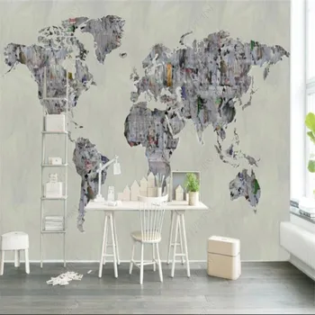 Современный Минималистский Плакат с Картой мира Обои для гостиной, Домашний Промышленный Декор, Обои для спальни, Настенные обои Papel Tapiz
