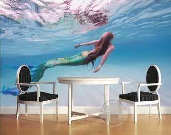 3d обои на заказ фотообои Океанская вода русалка фон гостиная домашний декор 3d настенные фрески обои для стен 3 d