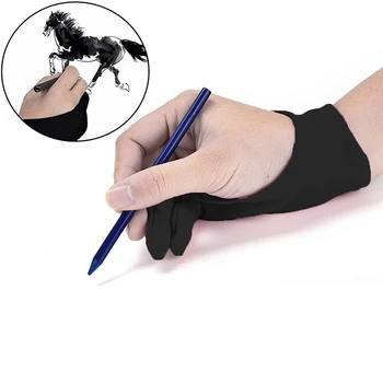 3 размера на два анти-обрастания палец перчатка для художника рисунок и ручка графический планшет перчатки хозяйственные правой левой руке черная перчатка
