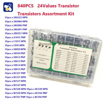840шт 24 вида обычно используемых транзисторов TO-92 комплект PNP малой мощности TO-92 транзистор 8050 C945 8550 9014 BC547 BC327 BC337 2N2