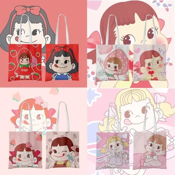 Милая Сумка Fujiya Peko с принтом Каваи для девочек, Женская сумка-шоппер в стиле Харадзюку, Холщовая сумка для Покупок, сумка-тоут Для Девочек, Женская сумка на Плечо