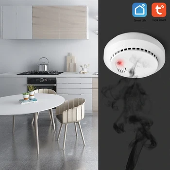 Wi-Fi Детектор угарного газа, Wi-Fi Детектор дыма, система охранной сигнализации, приложение Tuya Smart Home