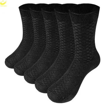LAZAWG, 5 пар/лот, Мужские Хлопчатобумажные носки, Новый стиль, Зимние мужские носки, Черные Деловые Хлопчатобумажные спортивные носки для экипажа, мягкие дышащие