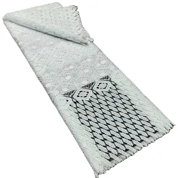 Белая Африканская Кружевная Ткань Высококачественное Шнуровое Кружево С блестками Гипюровые Кружевные ткани Для женского платья 5 Ярдов