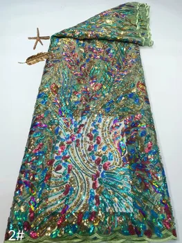 Роскошная кружевная ткань в африканском стиле, Высококачественное нигерийское кружево с блестками 2023, французский тюль, Сетчатое кружево для пошива вечерних платьев