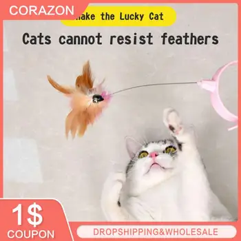 Интерактивные забавные игрушки для кошек перо тизер палочка с колокольчиком ошейник домашние животные котенок играет тизер палочка обучающие игрушки для поставок кошек 