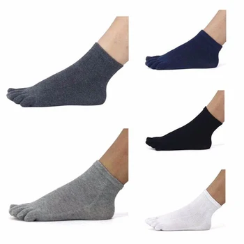 Зимние носки с носком, Мужские хлопковые носки с пятью пальцами, Дышащие Короткие носки до щиколотки, Спортивные носки для бега, Однотонные Белые Черные Мужские носки
