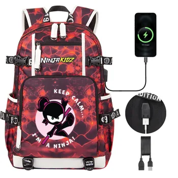 Новый Рюкзак NinjaKidz с героями мультфильмов для мальчиков и девочек, Высококачественная Детская USB-сумка для книг, Студенческий Подростковый Рюкзак для путешествий большой емкости