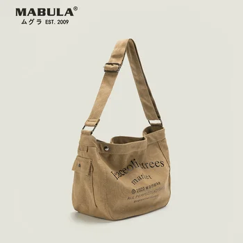 Холщовая сумка с надписью MABULA 2022, Новая Студенческая сумка для книг на одно плечо, Модная сумка-тоут Большой емкости, сумка через плечо