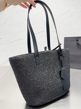 Роскошная дизайнерская сумка через плечо, тканая сумка-мессенджер, Модная женская Соломенная сумка из натуральной кожи, сумки-кошельки для женщин, пляжные сумки