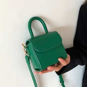 Новая модная корейская версия однотонной ручной маленькой квадратной сумки Шоколадного цвета для детской ручной помады через плечо B