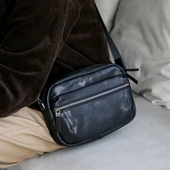 Мужская сумка через плечо из натуральной кожи AETOO, верхний слой, воловья кожа, универсальная индивидуальность, сумка-мессенджер, японская маленькая сумка через плечо tide