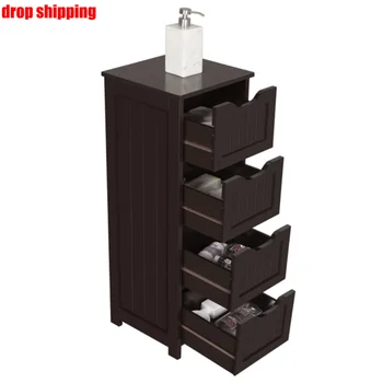Easyfashion Деревянный шкаф для хранения, Органайзер с 4 ящиками для ванной комнаты, шкаф для ванной комнаты для Эспрессо