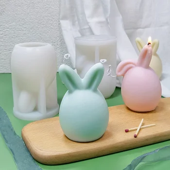 2ШТ 3D Формы для свечей с Пасхальным кроликом, форма для мыла, Силиконовая форма Для выпечки, Форма для торта с кроличьим муссом