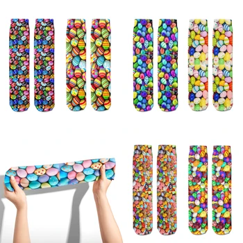 Горячая Распродажа, Модные Цветные Хлопчатобумажные Длинные Носки Fun Egg с 3D Принтом В стиле Харадзюку На Хэллоуин, Повседневные Носки Средней Длины Для Дам