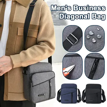Мужская сумка-мессенджер, Водонепроницаемая сумка через плечо, Служебная сумка для путешествий, Деловая многослойная сумка через плечо на молнии